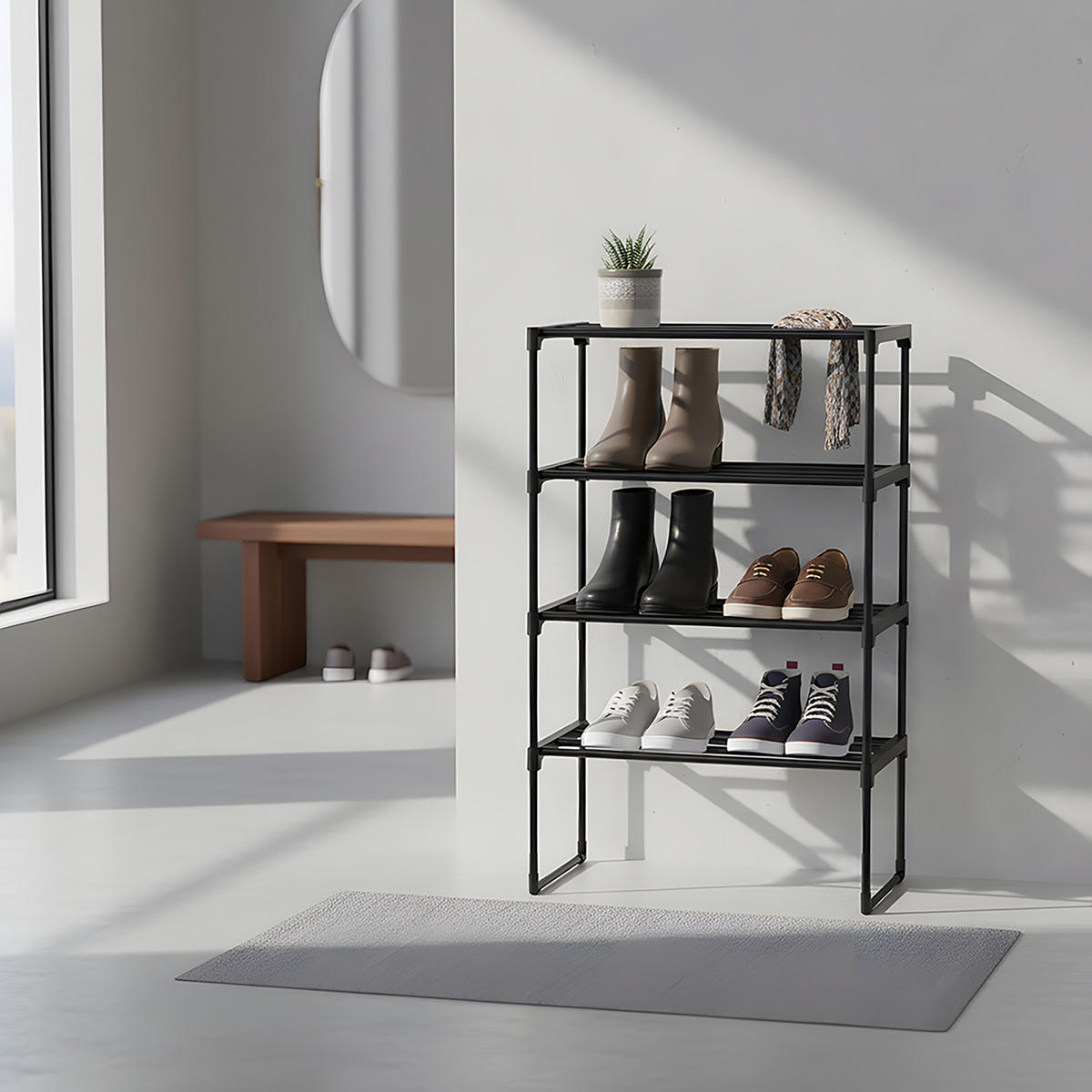 BOTNÍK - černá, kov/plast (42.5/72/30cm) - Relaxdays