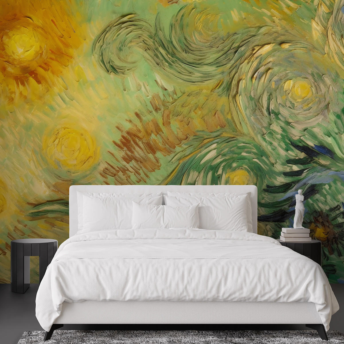 FOTOTAPETE, Sonnenblumen abstrakt - V. van Gogh - Blau, Papier (300/1cm) - Feeby