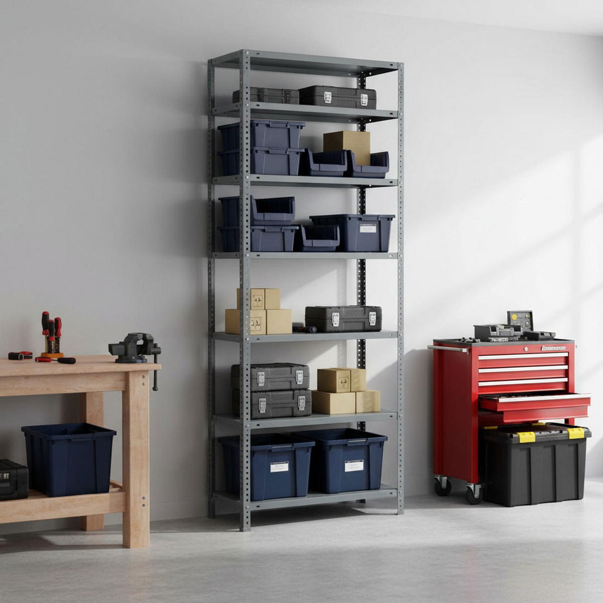 SCHRAUBREGAL PANDA TALL | HxBxT 200x90x30cm | 6 Fachböden | Fachlast 75kg | Grau - Grau, Metall (90/200/30cm) - PROREGAL