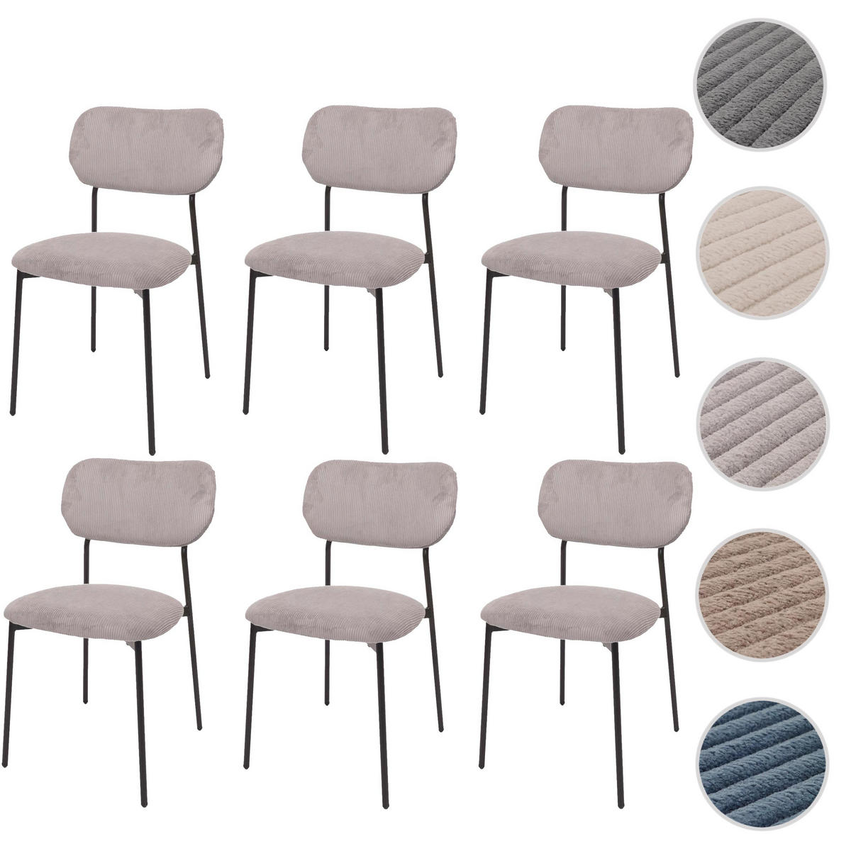 ESSZIMMERSTUHL Hellgrau 6er-Set - Hellgrau, Textil (44/83/52cm) - MCW