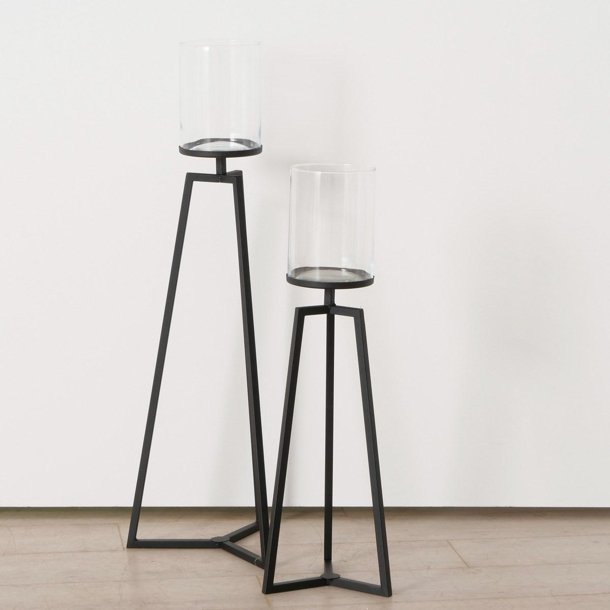 KERZENHALTER aus Glas auf Metallgestell Cosa - Schwarz, Metall (28/95/30cm) - Boltze Home
