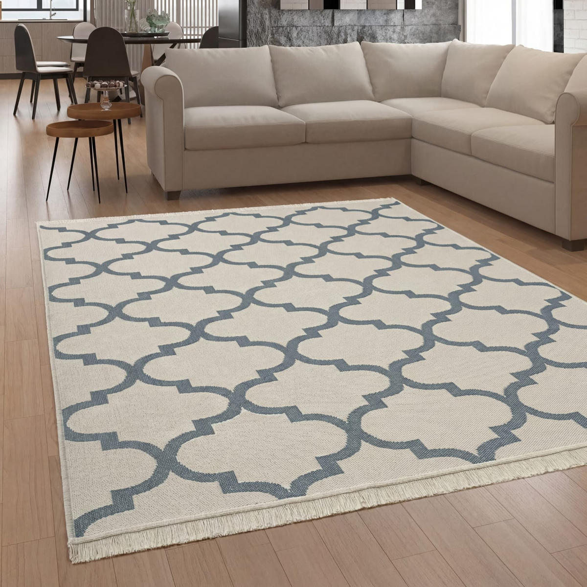 KURZFLORTEPPICH 140/200 cm Skandi Kilim 147 - Grau, Naturmaterialien (140/200cm) - Paco Home