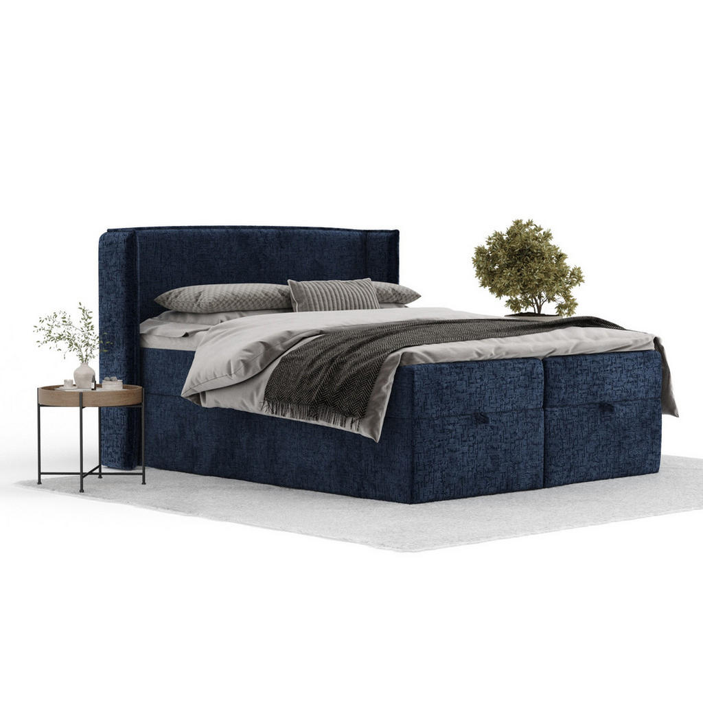 Thumbnail - Maison de Reve Boxbett, Dunkelblau, Textil, Buche, Kiefer, H3, Höhe ca. 20 cm, 180x200 cm, Oeko-Tex® Standard 100, FSC 1...