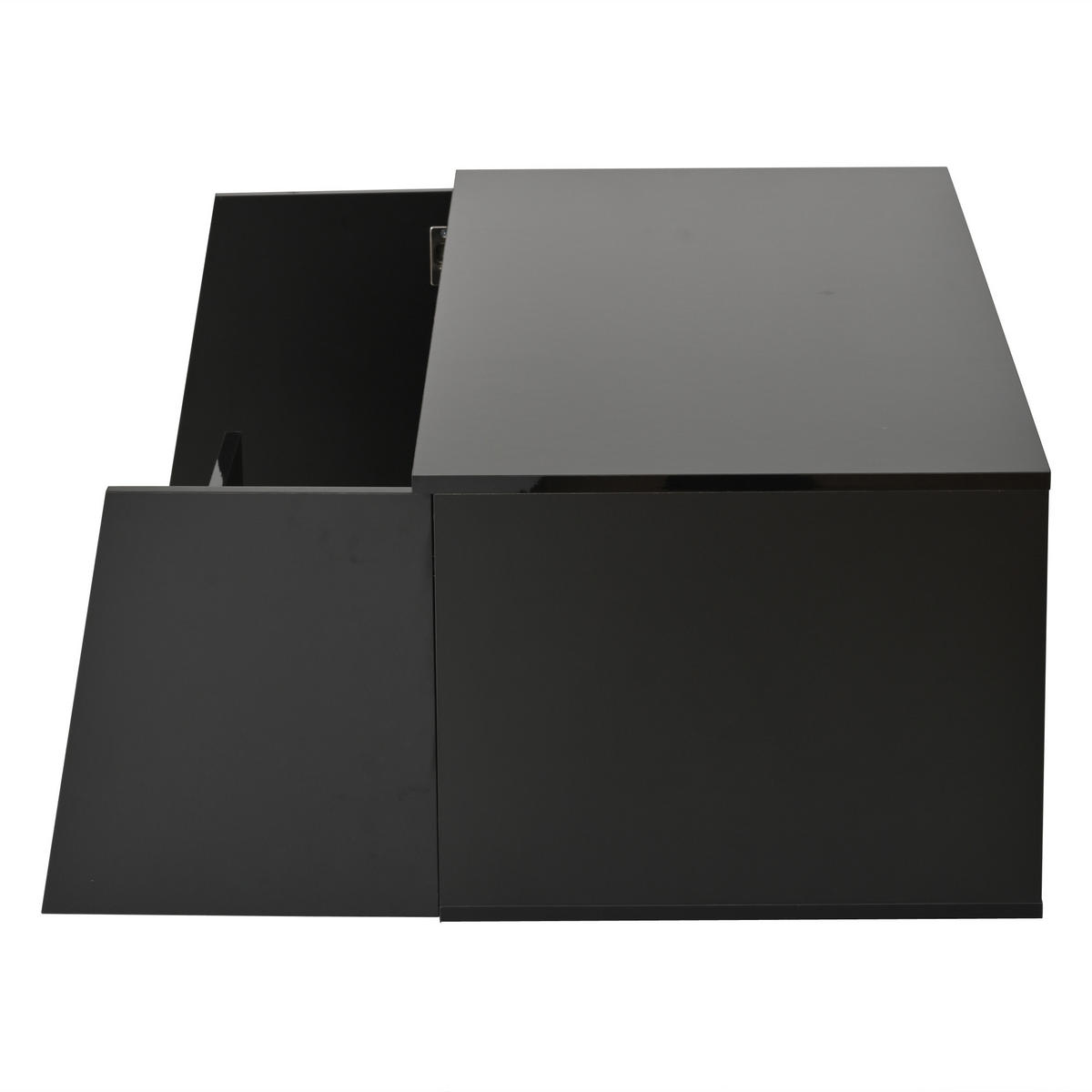 COUCHTISCH 100/50/40 cm schwarz mit LED-Beleuchtung 2 Schränken und 1 Schublade - Schwarz, Holzwerkstoff (100/50/40cm) - OKWISH