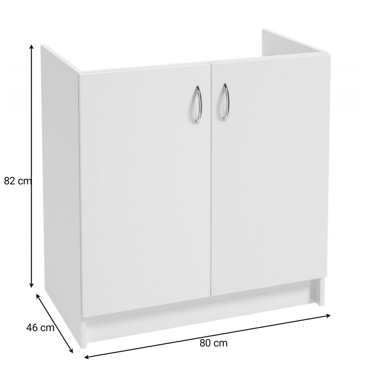 SPÜLUNTERSCHRANK 80cm mit Spüle + Armatur + Siphon weiß - Weiß, Holzwerkstoff (80/82/80cm) - Stamar