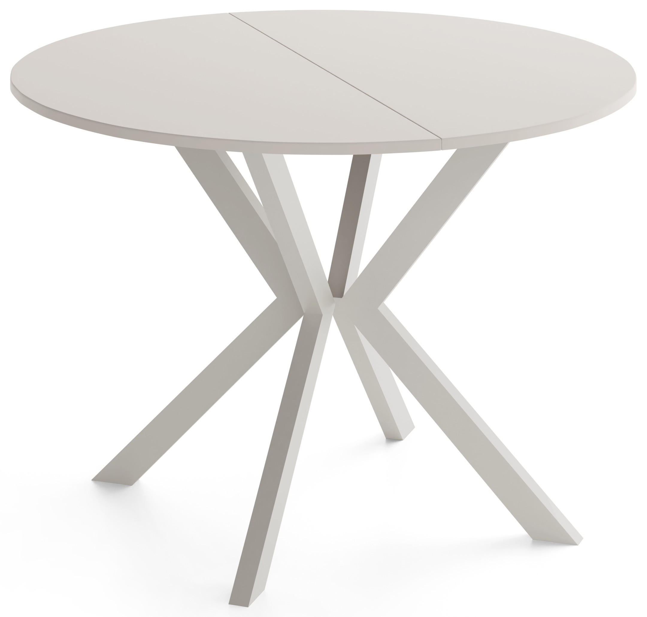 ESSTISCH Valio rund oval ausziehbar verlängerbar mit Metallbeinen in Kaschmir Grau, Kaschmir 100-140/100/76 cm - Kaschmir/Beige, Holzwerkstoff/Metall (100/140/76cm) - WFL GROUP