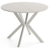ESSTISCH Valio rund oval ausziehbar verlängerbar mit Metallbeinen in Kaschmir Grau, Kaschmir 100-140/100/76 cm - Kaschmir/Beige, Holzwerkstoff/Metall (100/140/76cm) - WFL GROUP