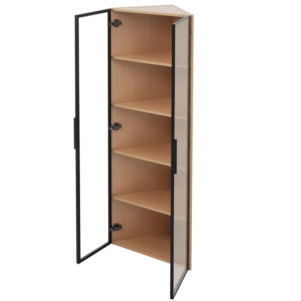 VITRINE 62cm Eiche Glas LED Eckvitrine modern - Eichefarben, Holzwerkstoff (62/160/35cm) - FLIEKS