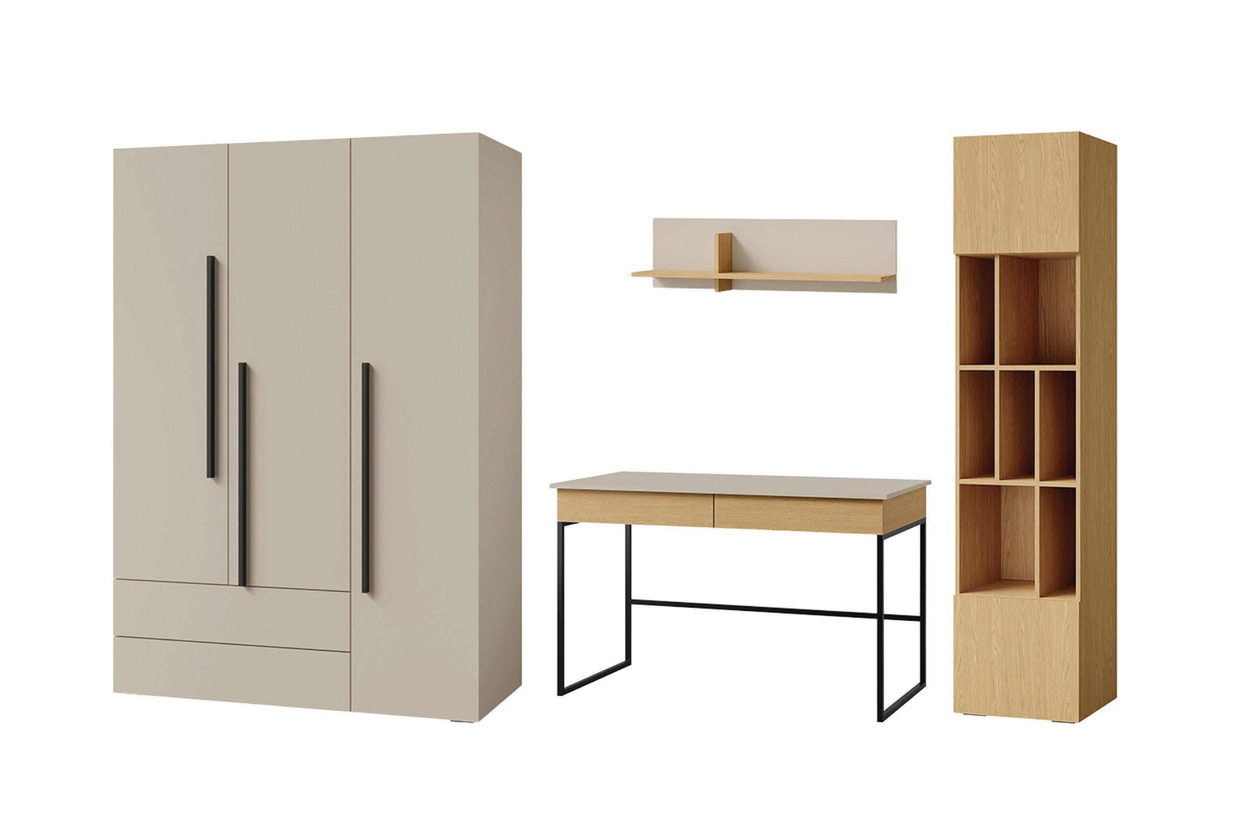 JUGENDZIMMER-SET LIMA A 4-teilig in Kaschmir/Eiche - Kaschmir/Eichefarben, Holzwerkstoff (305/195/60cm) - Deine Möbel 24