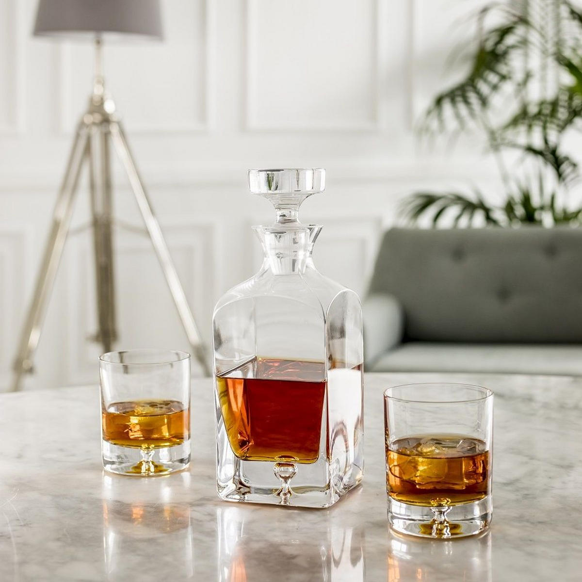WHISKYKARAFFE MIT STOPPER, 1 Stk., 750 ml, Handgemacht - Transparent, Glas (0.75L) - Krosno Glass