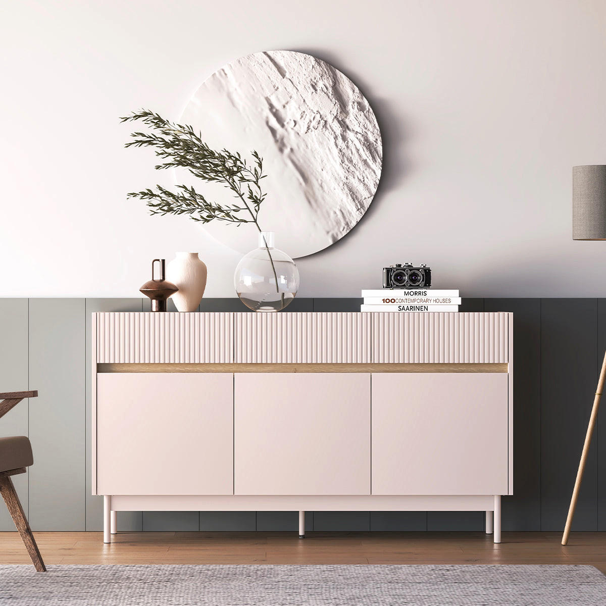 SIDEBOARD Connie Kaschmir und Holz - Beige, Holzwerkstoff (153.2/84.4/40cm) - Petits-meubles