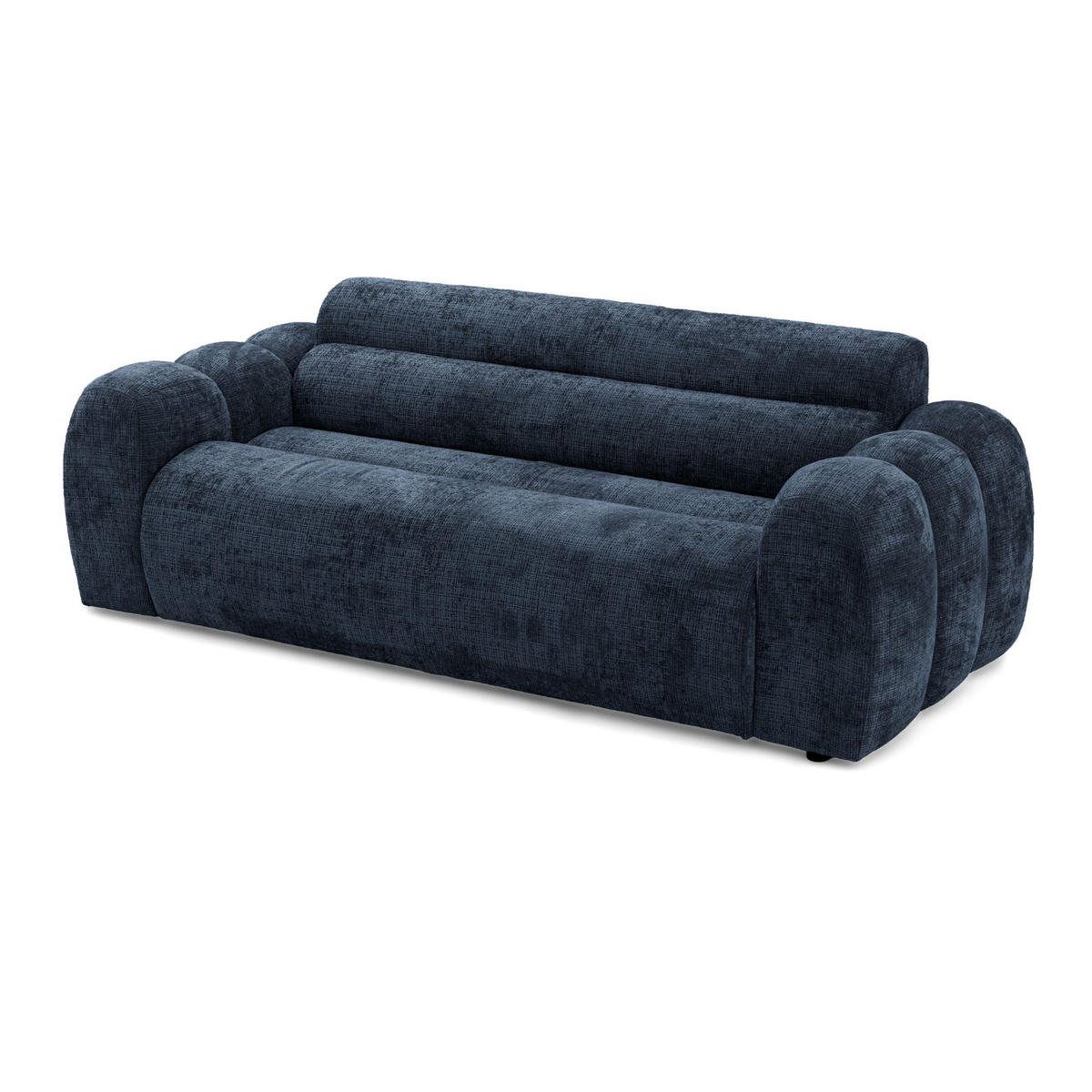 2-SITZER modulares Sofa VEER, Breite 213 cm Chenille Webstoff Marine - Schwarz/Dunkelblau, Holz/Kunststoff (213/75/95cm) - Muffo