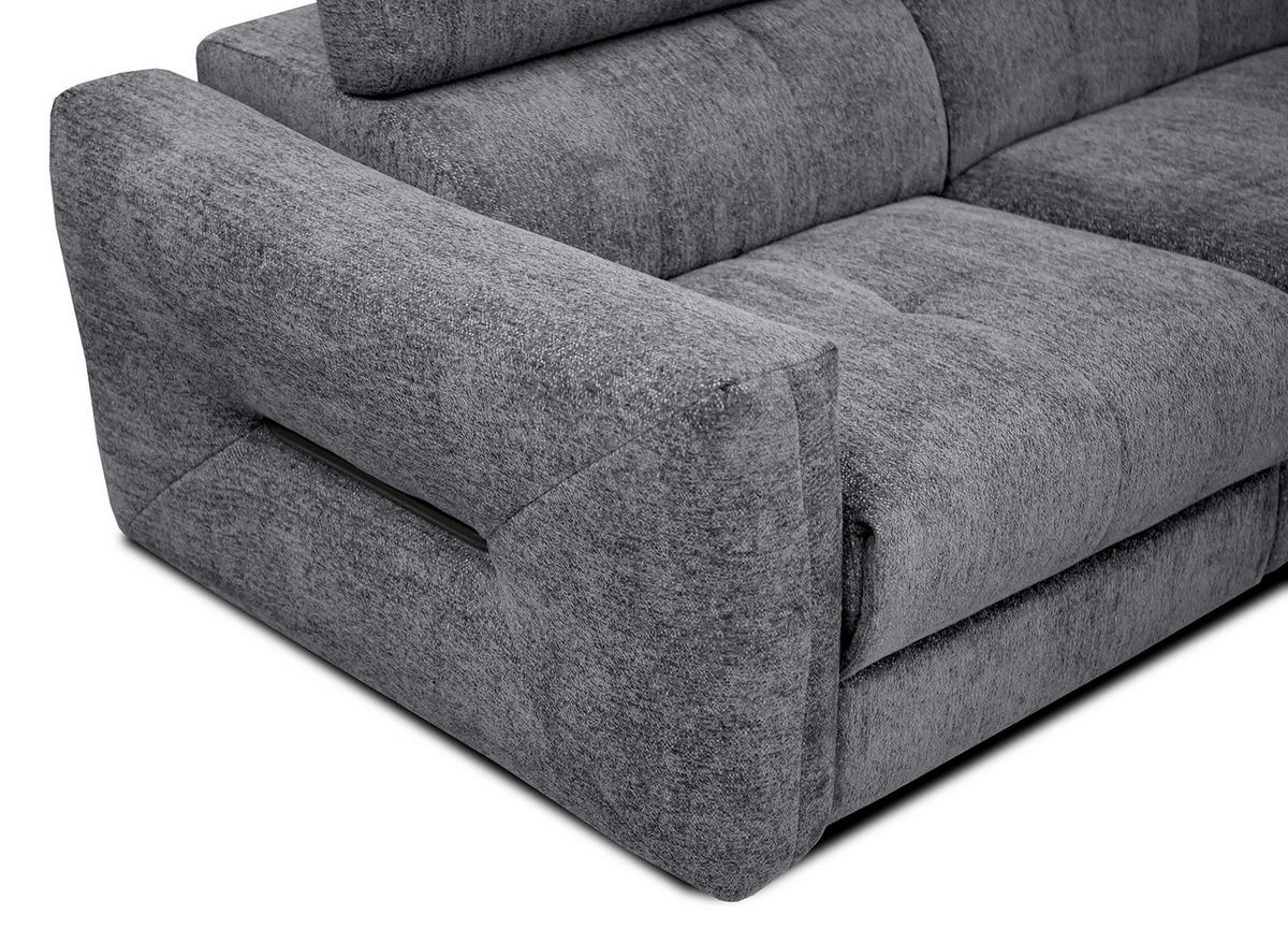 SOFA CALVERA 3-Sitzer mit 1 Relaxfunktion, grau - Grau, Holzwerkstoff/Textil (204/79/106cm) - Courtois Laville