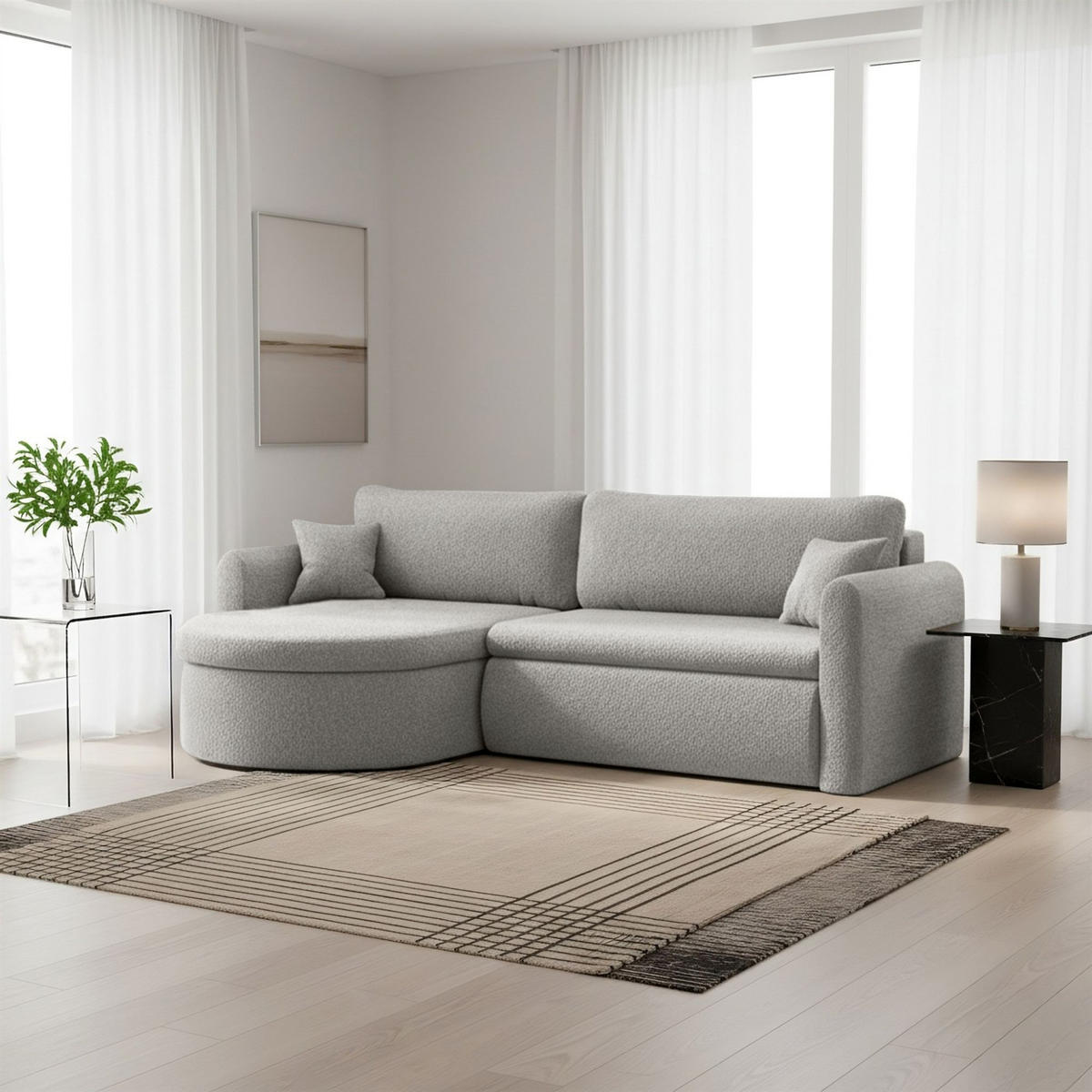 ECKSOFA Feliz In Quelle - Hellgrau, Holzwerkstoff/Textil (160/250cm) - Fun Möbel