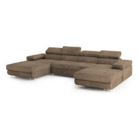 ROHOVÁ SEDAČKA LYKKE béžová - stříbrná/béžová, kov/dřevo (353/202cm) - MASSENO