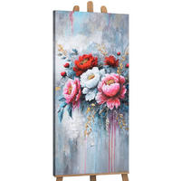 GEMÄLDE Blühende Pfingstrosen auf Keilrahmen 115x50 cm - Multicolor, Holz (115/50cm) - YS-art gallery