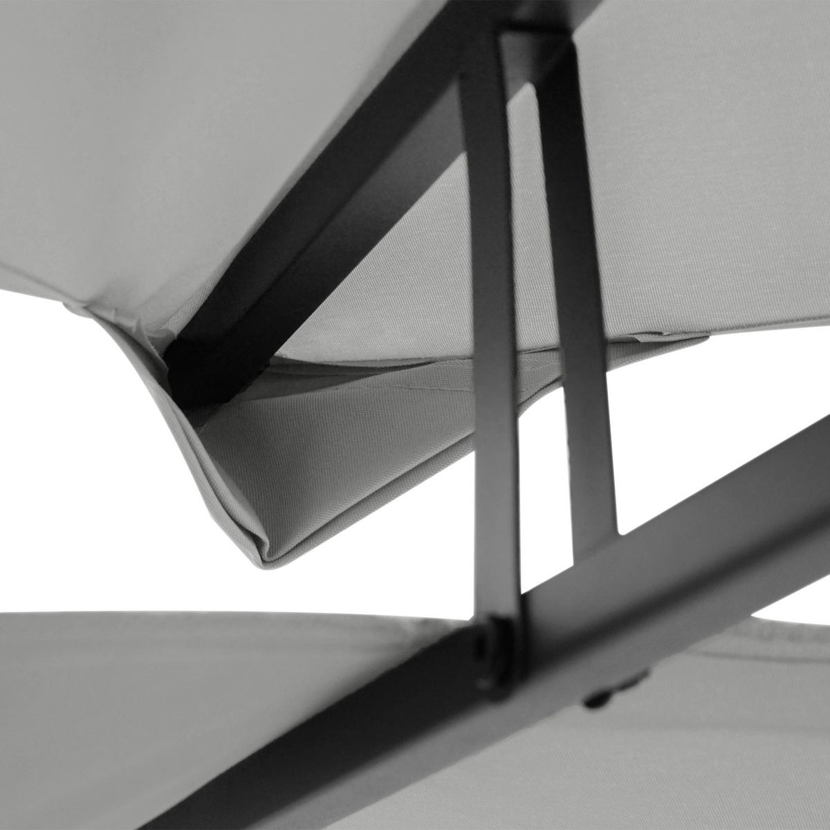 PAVILLON-ERSATZDACH aus Polyester 4x3 m in Hellgrau mit Doppeldach - Hellgrau, Textil (300/20/400cm) - Modfu