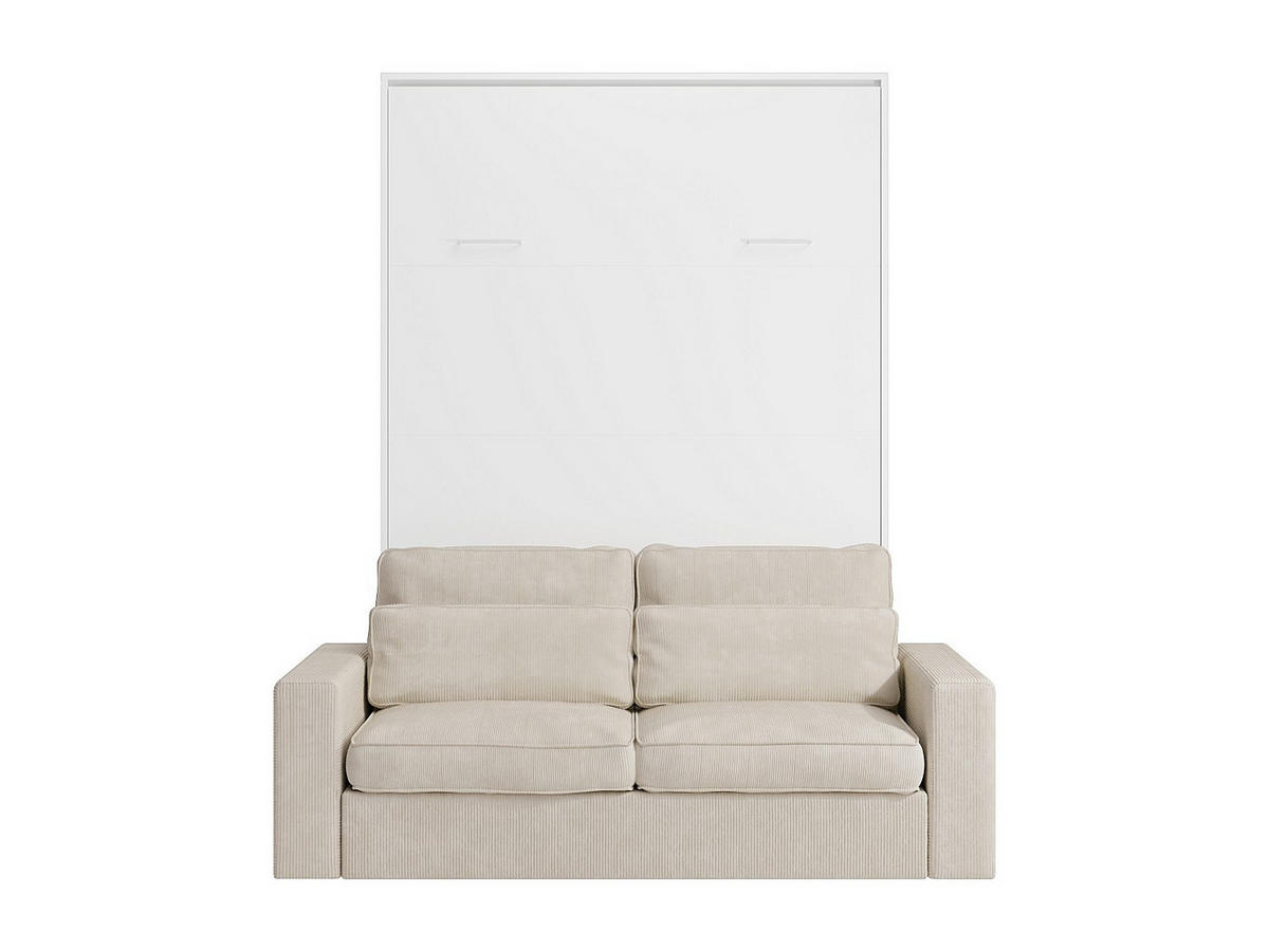 SCHRANKBETT - 2 Personen - holz - weiß Beganio - Weiß, Holz (160/200cm) - Vente-Unique