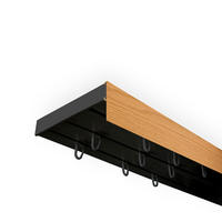 VORHANGSCHIENE SH, 3-läufig, Schiene schwarz, Blende 5 cm eiche, 510 cm - Schwarz, Kunststoff (4.7/1.7/510cm) - SN Deco