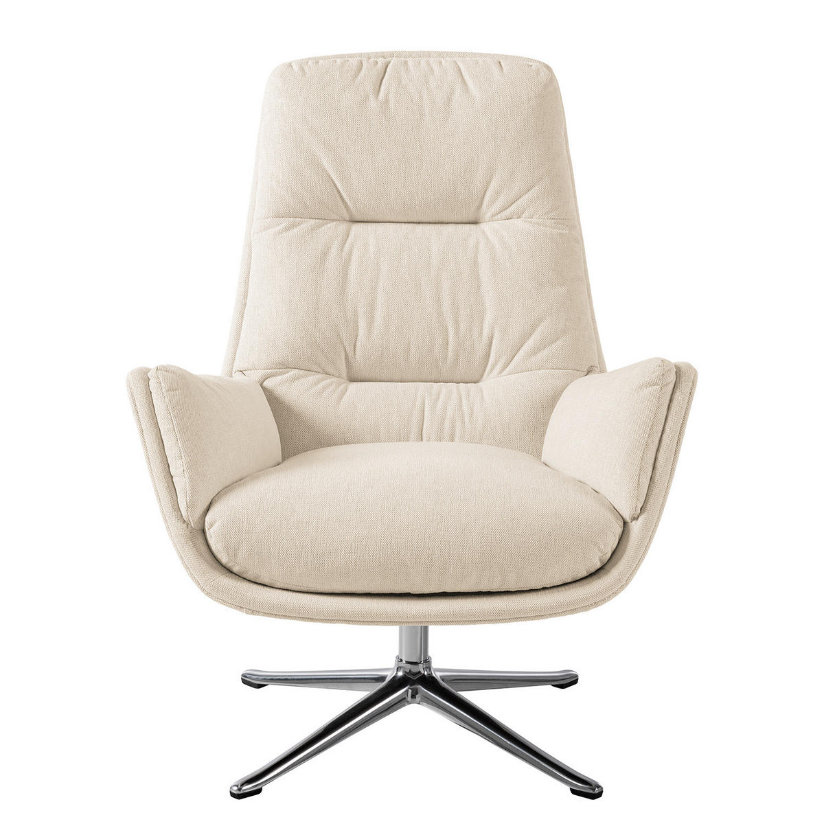 SESSEL mit Kreuzfuß - Chromfarben/Beige, Textil/Metall (83/95/97cm) - home24