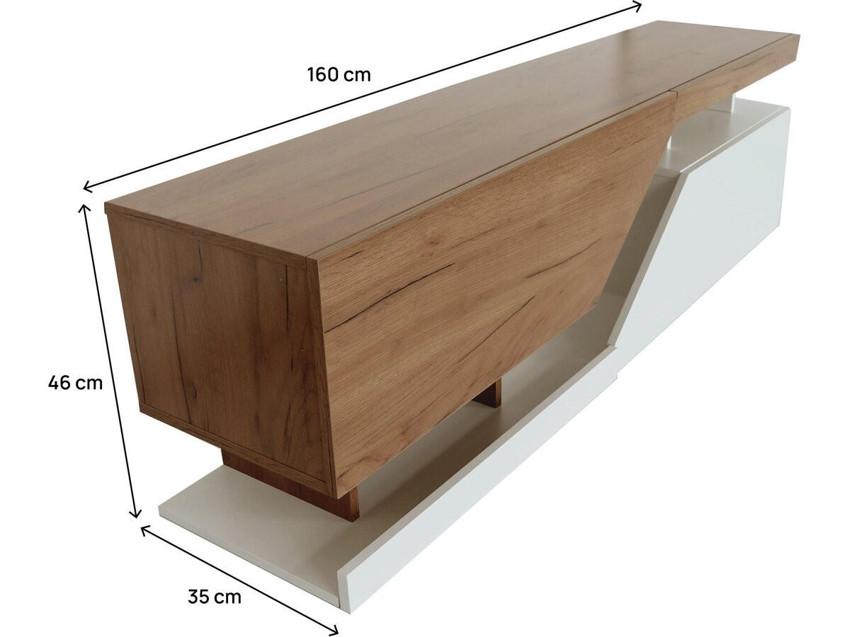 TV-MÖBEL Ceelias Weiß-Dunkelbraun - Dunkelbraun/Weiß, Holz (160/35/46cm) - Habitat Garten