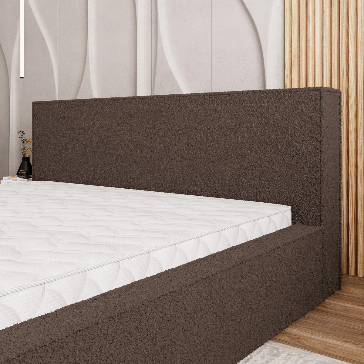 POLSTERBETT CELORA 180x200 cm mit Bettkästen - Braun - Braun, Holz (180/200cm) - MASSENO