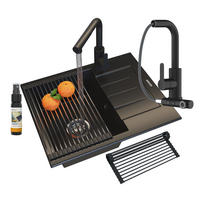 SPÜLBECKEN MILANO mit Batterie Siphon - Schwarz, Kunststoff/Stein (46/16/57cm) - Granitan