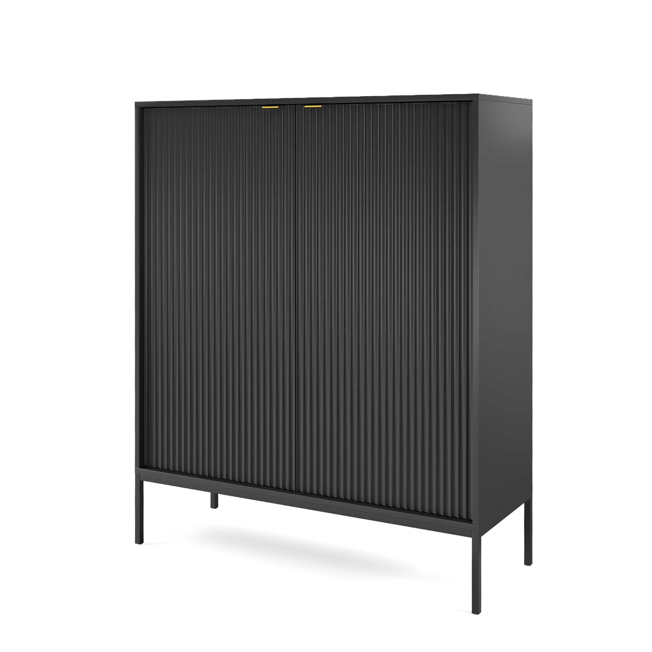 HIGHBOARD STELLARE 104/125/39 cm mit 2 Türen Schwarz - Schwarz, Holzwerkstoff (104/125/39cm) - MASSENO