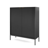 HIGHBOARD STELLARE 104/125/39 cm mit 2 Türen Schwarz - Schwarz, Holzwerkstoff (104/125/39cm) - MASSENO