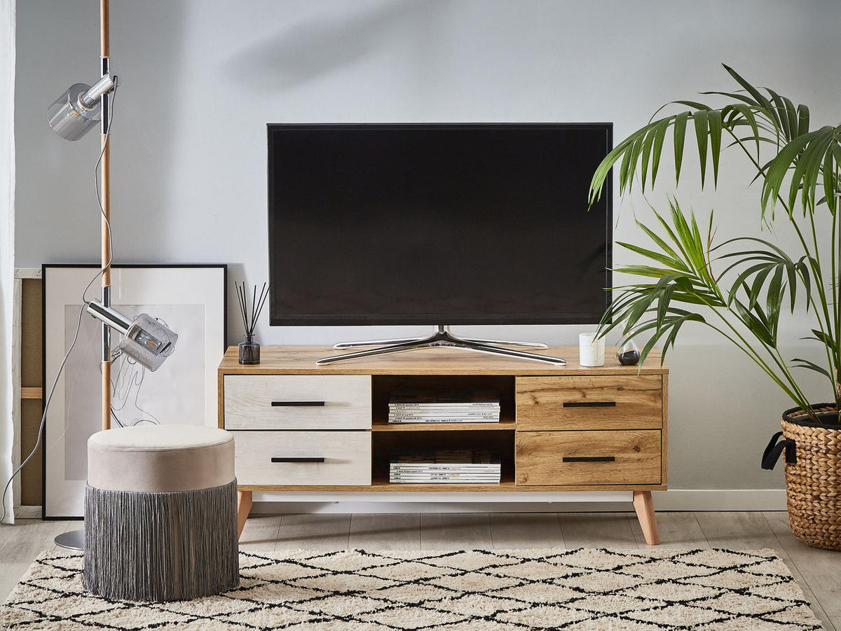 TV-MÖBEL Hellbraun, Weiß FLORIDA 40/120/49 cm - Hellbraun, Holzwerkstoff (120/49/40cm) - Beliani