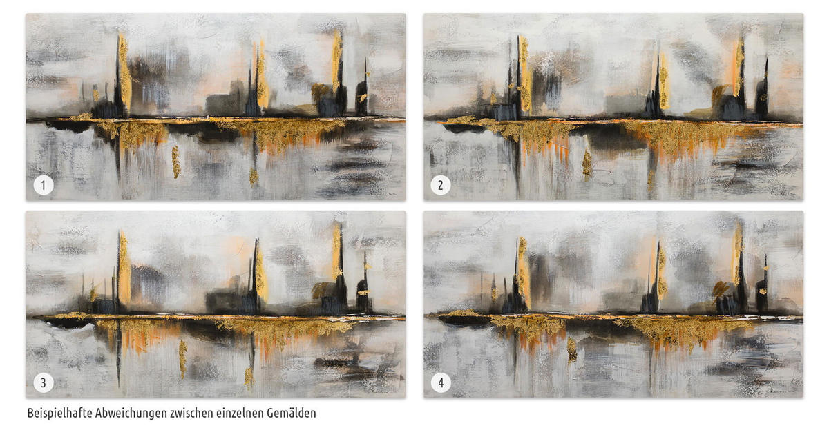 ÖLGEMÄLDE 120/60 cm - Goldfarben/Grau, Holz/Textil (120/60cm) - KUNSTLOFT
