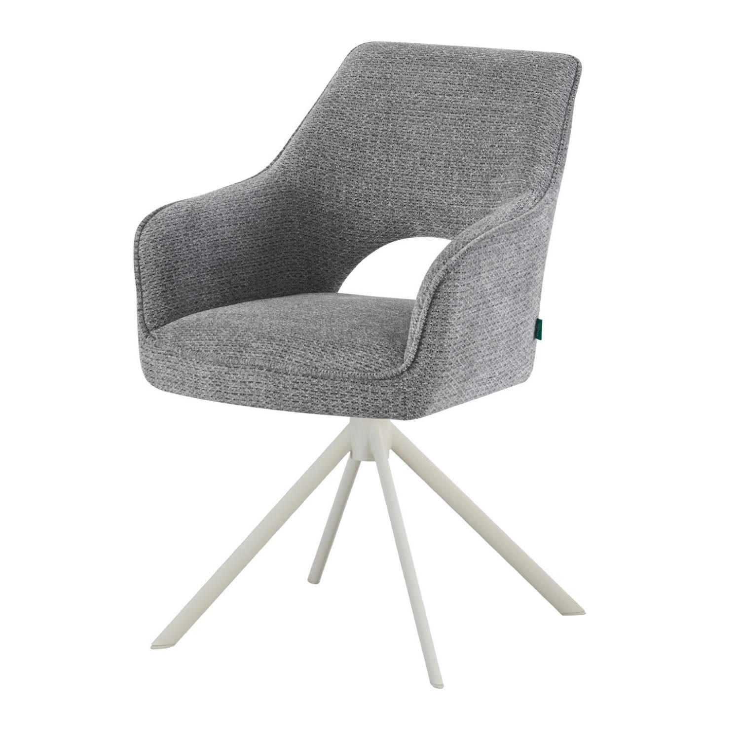 ESSZIMMERSTUHL THOMAS-CLEO 2er-Set 360°drehbar - Weiß/Grau, Textil/Metall (57/88/63cm) - DUBI Möbel