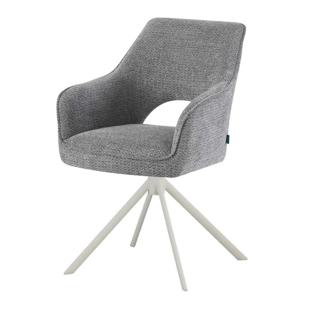 ESSZIMMERSTUHL THOMAS-CLEO 2er-Set 360°drehbar - Weiß/Grau, Textil/Metall (57/88/63cm) - DUBI Möbel