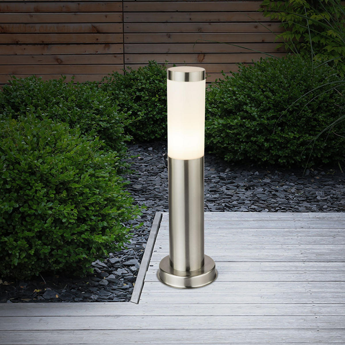 WEGELEUCHTE Edelstahl Silber Opal 4er Set - Silberfarben, Kunststoff (7.6/7.6/45cm) - Globo Lighting