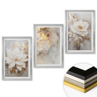 WANDBILDER 3er Set - 40x60 cm Silberner Rahmen - Blumen heller abstrakter Hintergrund - Silberfarben, Kunststoff (40/60cm) - ArtPrintCave