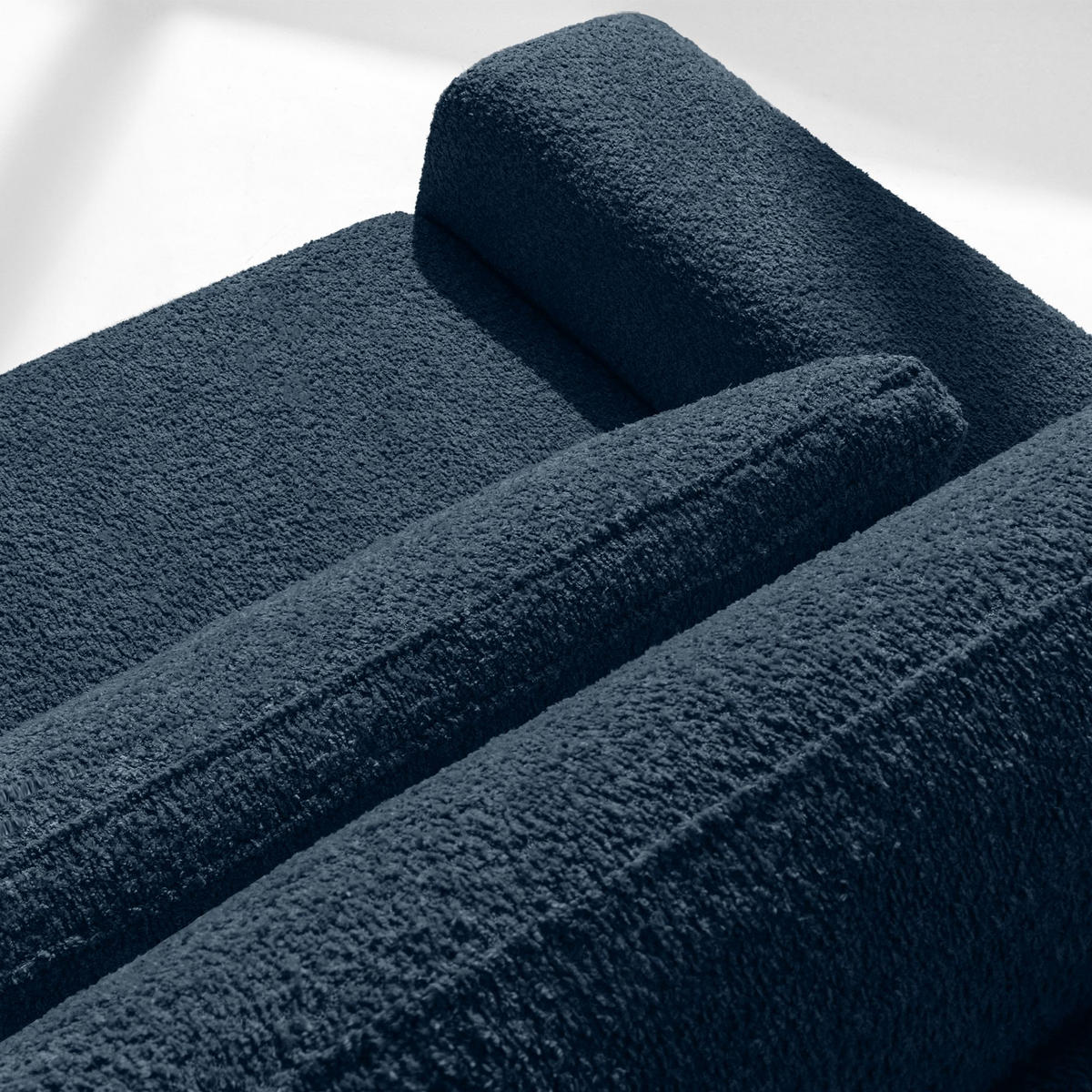 3-SITZER SCHLAFSOFA MOLLIS, Bouclé, Dunkles Marineblau - Dunkelblau, Holz/Holzwerkstoff (250/93/108cm) - KONSIMO®