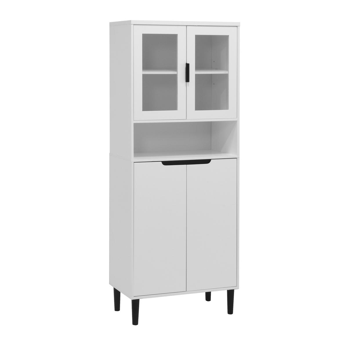 VITRINA bijela od MDF-a s kaljenim staklom i podesivom policom - bijela, drvni materijal (60/160/35cm) - OKWISH