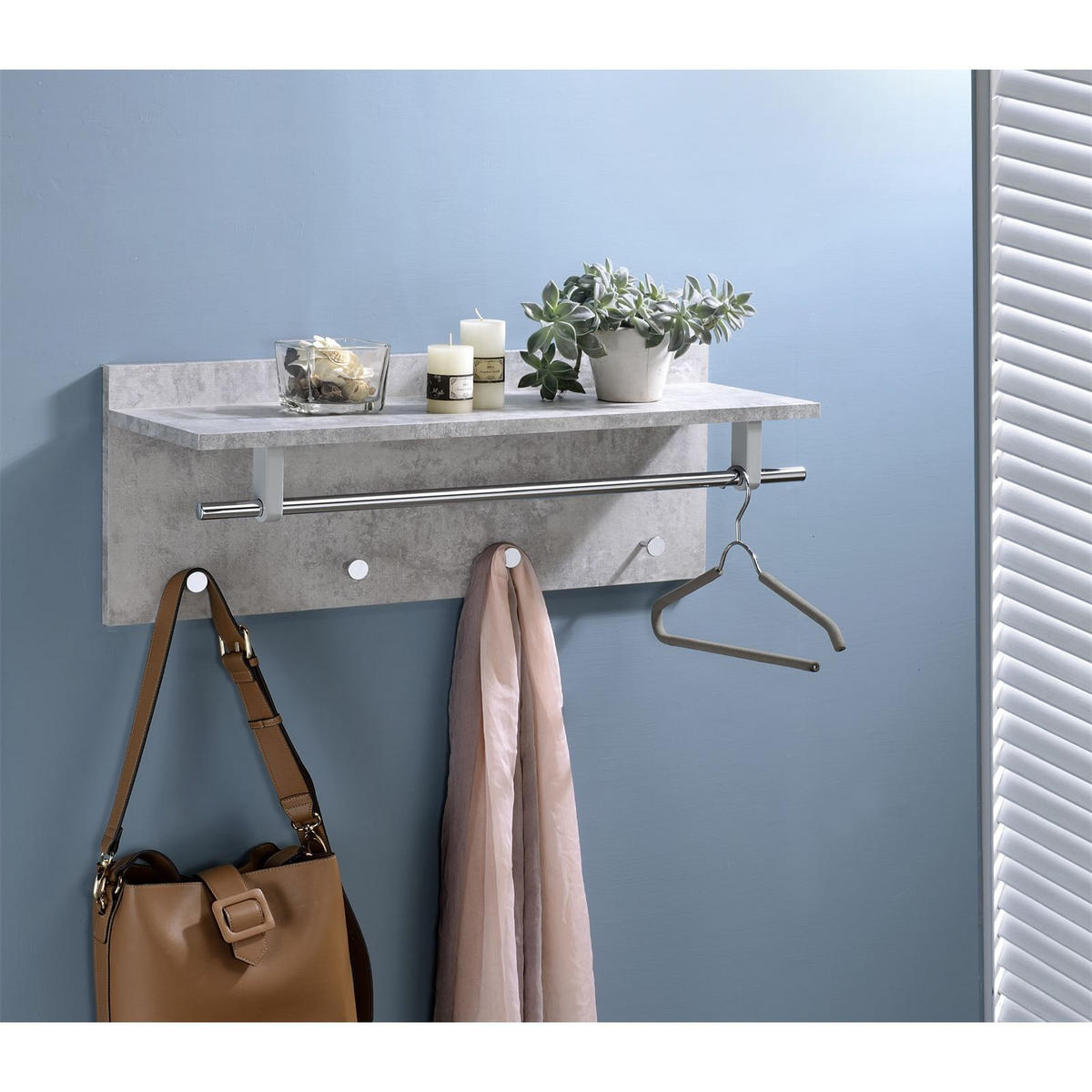 WANDGARDEROBE ULF - Hellgrau, Holzwerkstoff (75/30/26cm) - IDIMEX