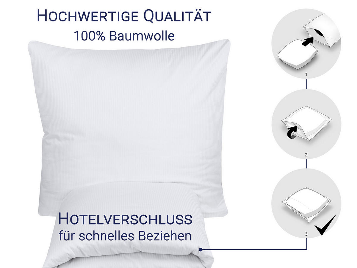BETTWÄSCHE, 80x80 + 140x200 cm, 100% Baumwolle, Weiß - Weiß, Textil (140/200cm) - Zollner