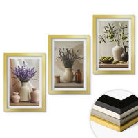 WANDBILDER 3er Set - 20x30 cm Goldrahmen - Lavendelblüten, Oliven, Gefäße - Goldfarben, Kunststoff (20/30cm) - ArtPrintCave
