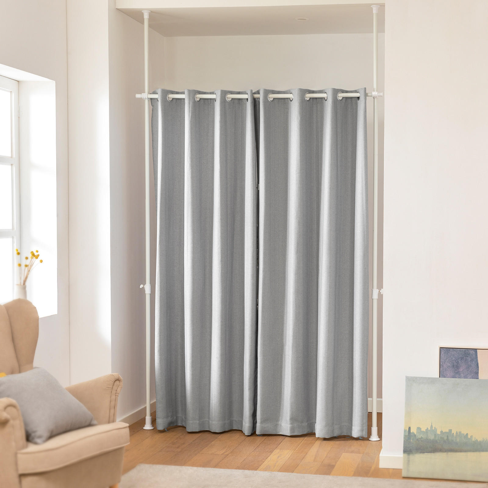 TELESKOPVORHANG Grau - Grau, Textil (115/12/10cm) - SoBuy