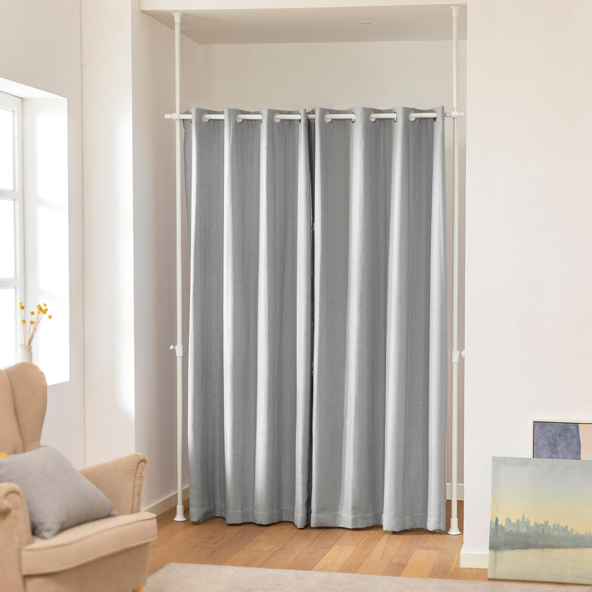 TELESKOPVORHANG Grau - Grau, Textil (115/12/10cm) - SoBuy