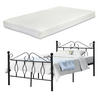 METALLBETT Apolda mit Matratze - Schwarz, Textil/Metall (120/200cm) - [en.casa]