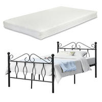 METALLBETT Apolda mit Matratze - Schwarz, Textil/Metall (120/200cm) - [en.casa]