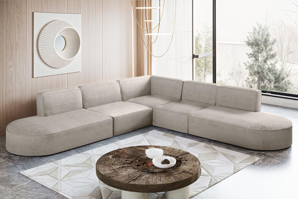 ECKSOFA Designer Corner MODENA stoff Poso, viele Farben Beige - Beige, Holzwerkstoff (285/285cm) - Kaiser Möbel