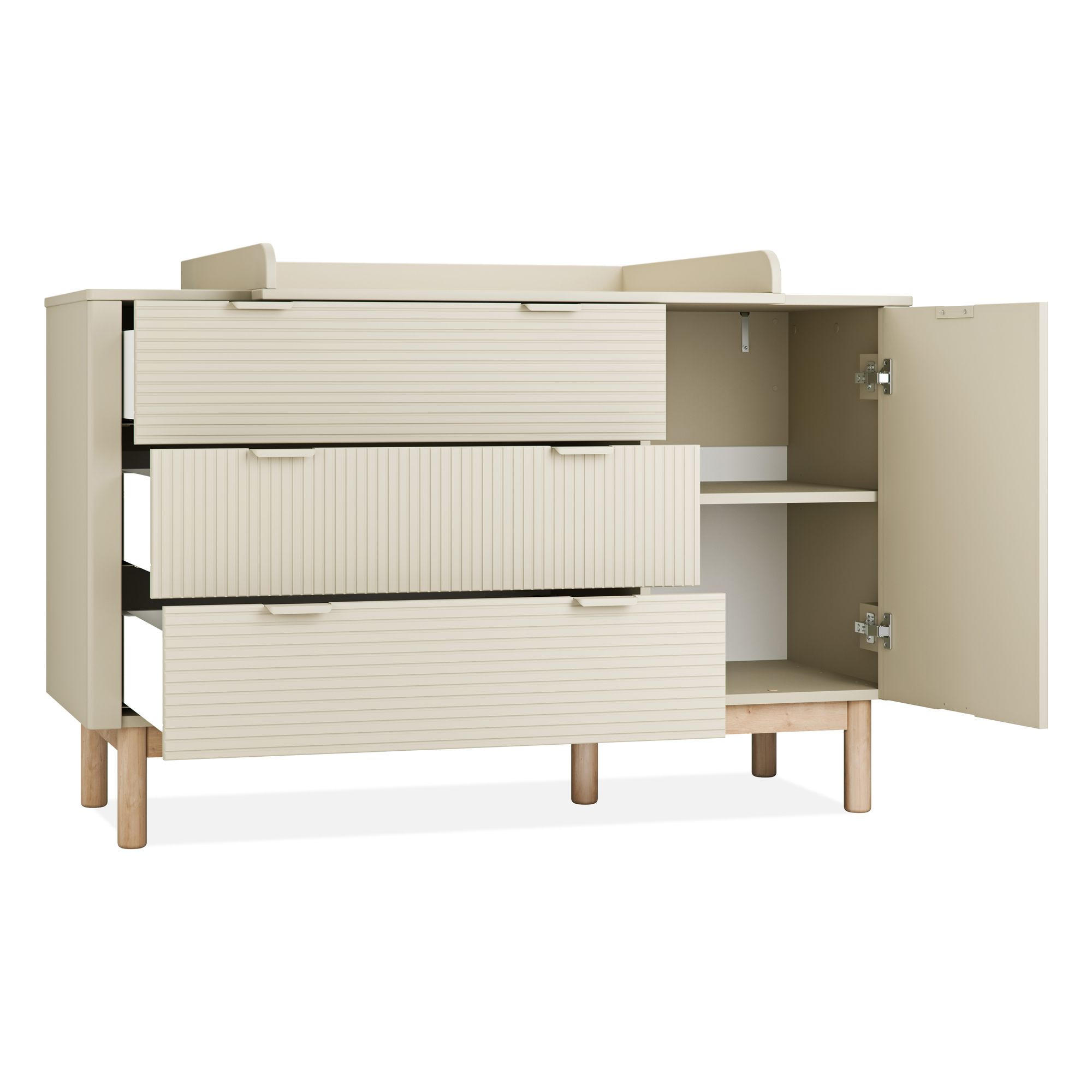 WICKELKOMMODE Kombikommode LOTTI - Beige, Holz (145/91/53cm) - KONSIMO®