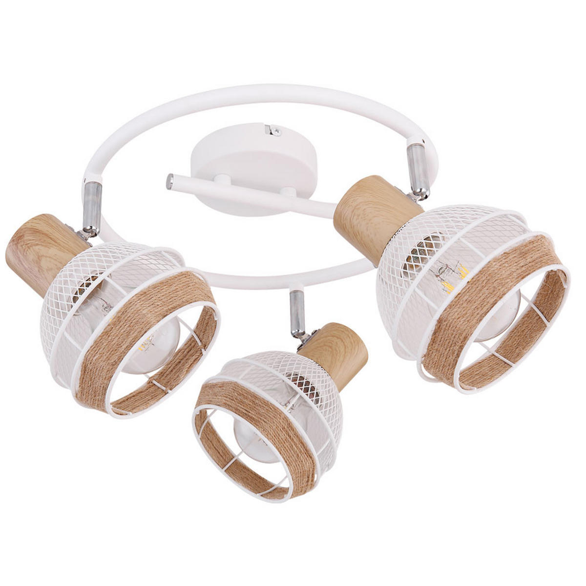 DECKENLEUCHTE Metall Weiß Holz-Optik - Weiß, Naturmaterialien (28/28/18.2cm)