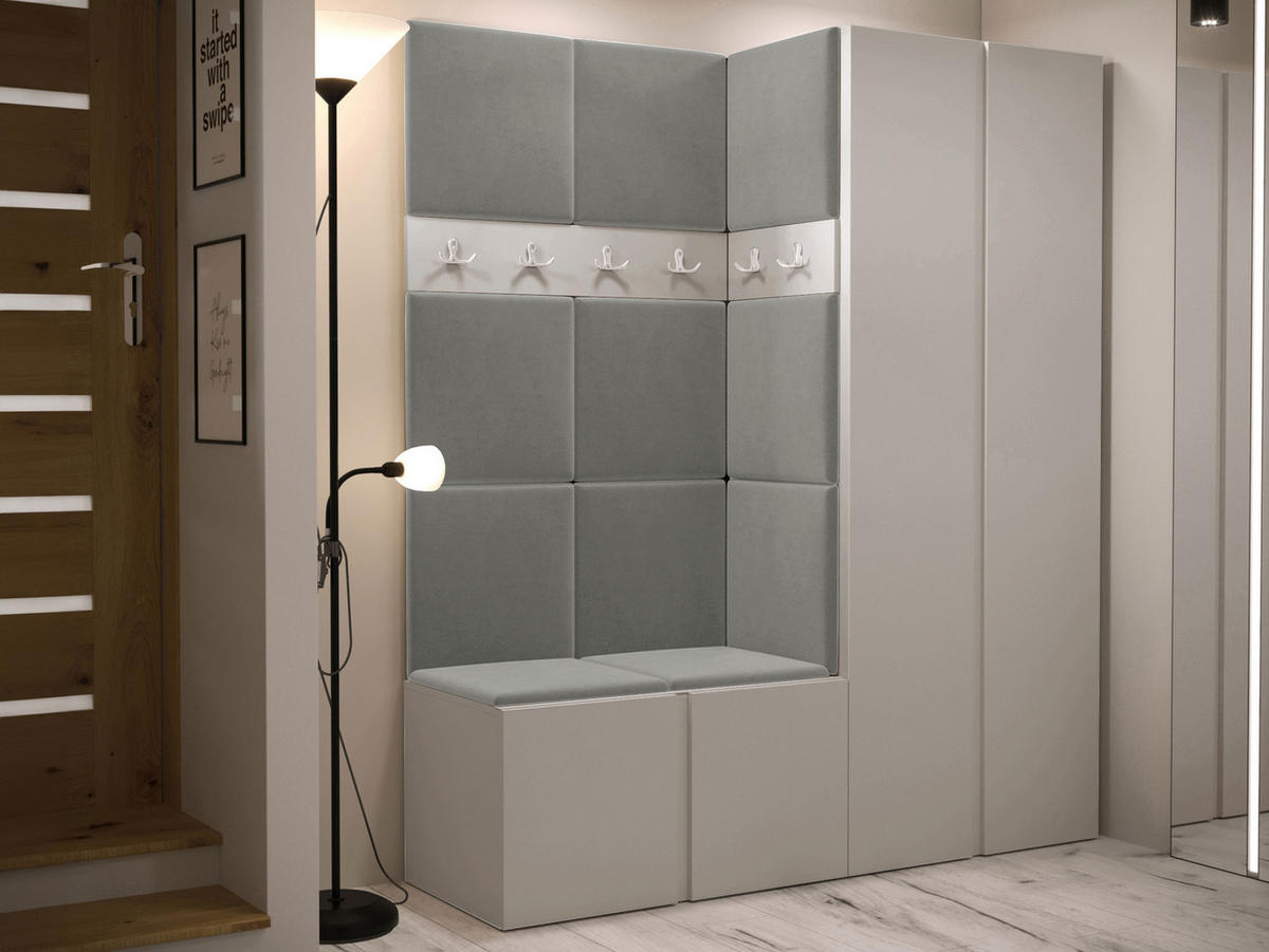 GARDEROBEN-SET Orion III - Kaschmir/Grau, Holzwerkstoff/Kunststoff (158/186/46cm) - MIRJAN24