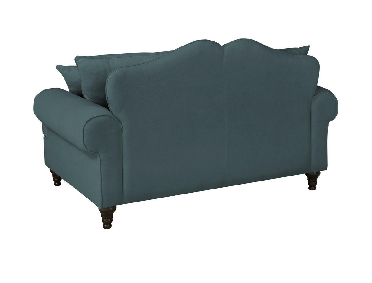 SOFA blaugrün Landhaus, Couch 2-Sitzer 170 cm - Dunkelgrün, Holz/Textil (170/95/100cm) - Furn.Design