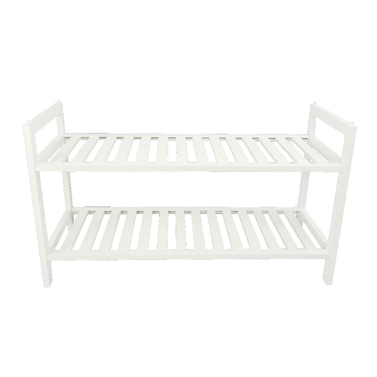 SCHUHREGAL Bambus Weiß 2-stufig 70/27/40,5 cm - Weiß, Holz (70/40.5/27cm) - Begryf